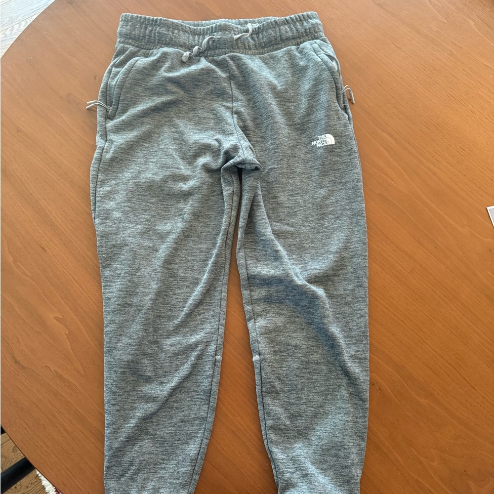 The North Face Gray Sweatpants with Tapered Leg and Elastic Waistband